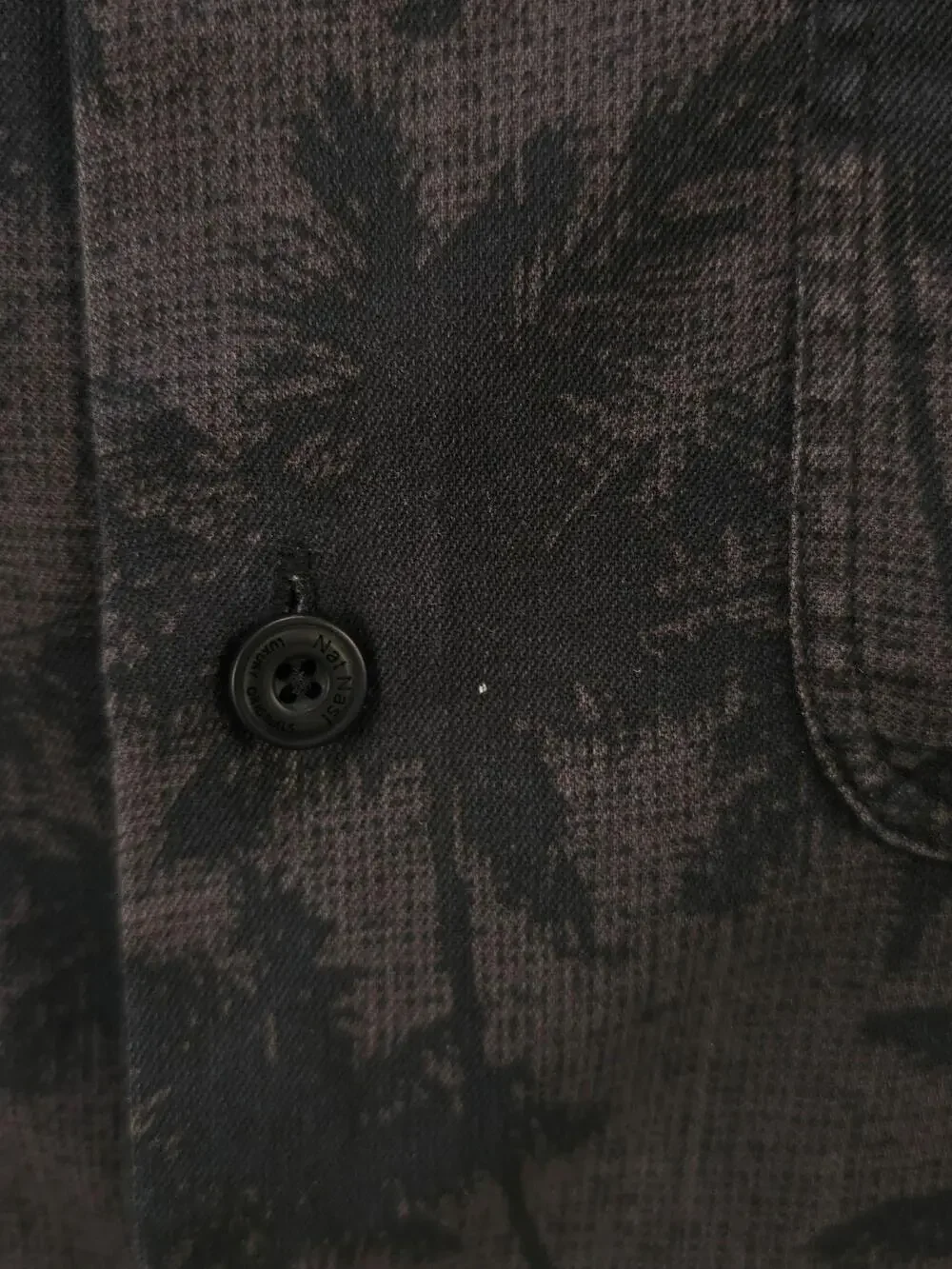 Nat Nast Shirt Mens Medium Brown Silk Cotton Palm Tree Tropical Hawaiian Aloha